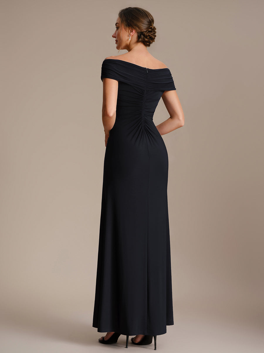 Color=Black | Industrial Use Sleeveless Multi-way V-neck High Stretch Sheath Maxi Evening Dresses-Black 2