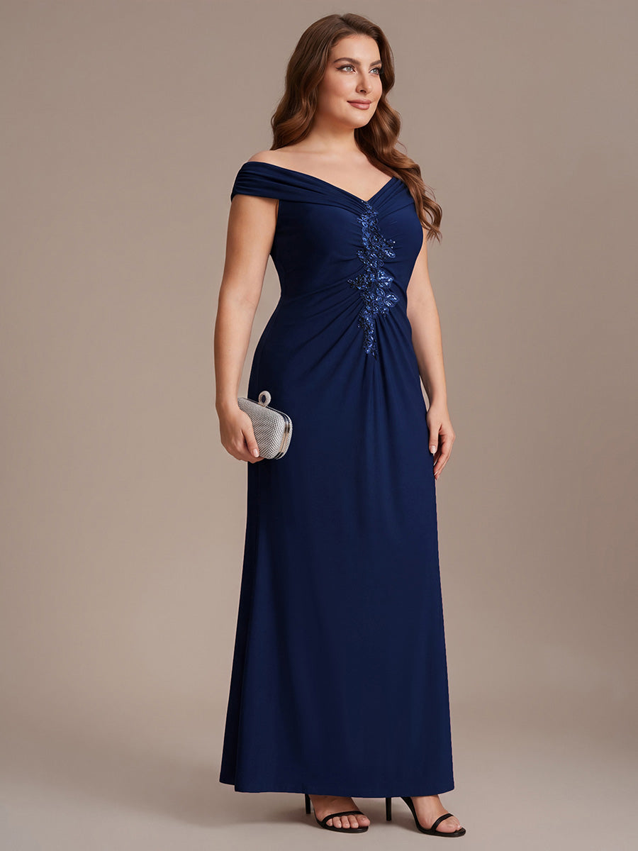 Color=Navy Blue | Industrial Use Sleeveless Multi-way V-neck High Stretch Sheath Maxi Evening Dresses-Navy Blue 19