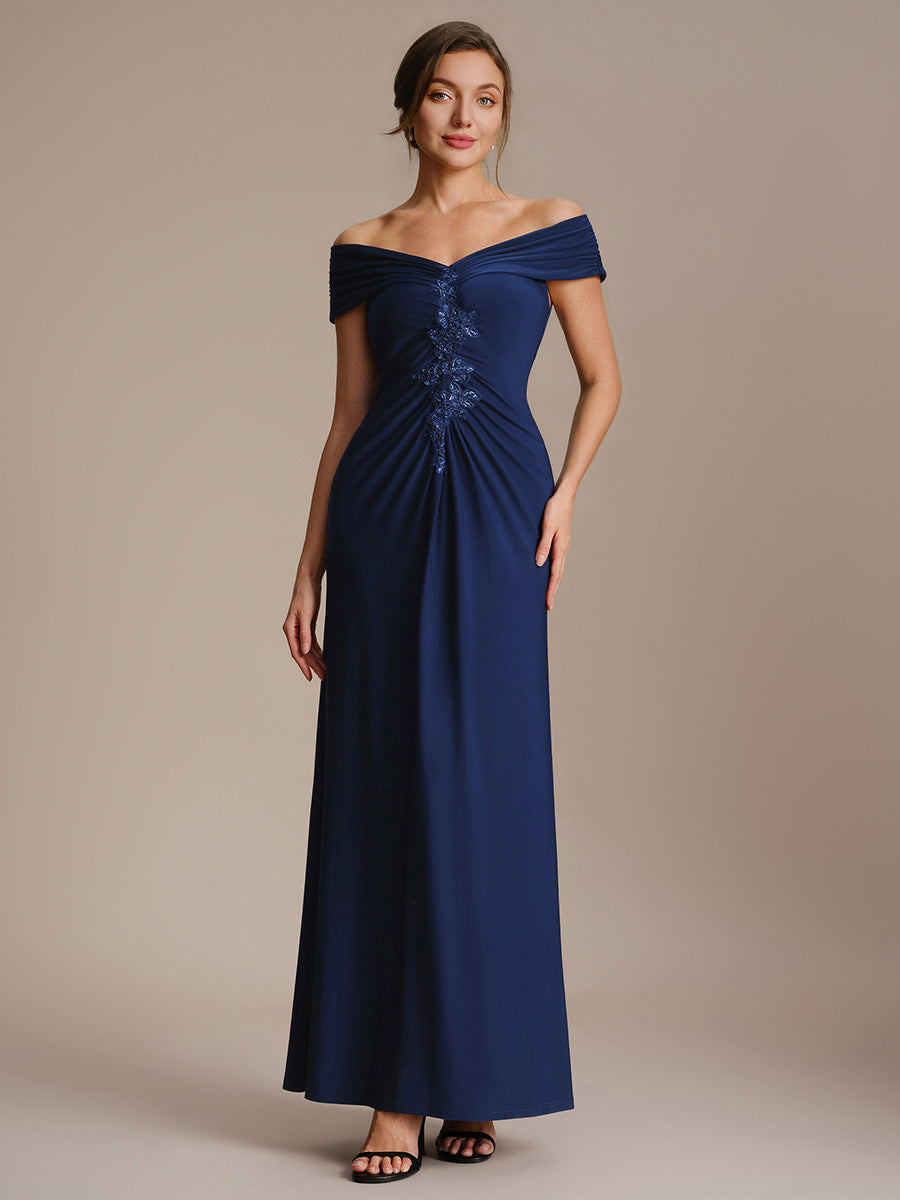 Color=Navy Blue | Industrial Use Sleeveless Multi-way V-neck High Stretch Sheath Maxi Evening Dresses-Navy Blue 15