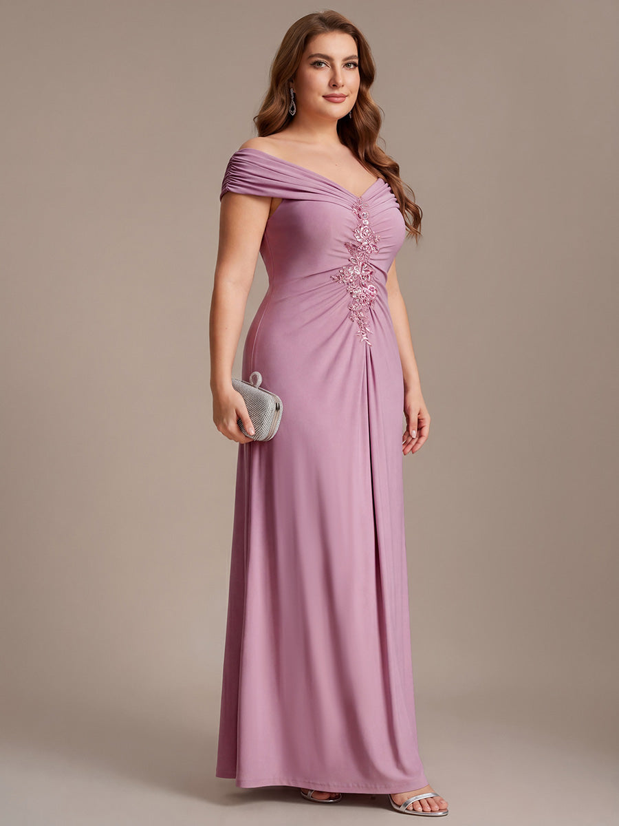Color=Purple Orchid | Industrial Use Sleeveless Multi-way V-neck High Stretch Sheath Maxi Evening Dresses-Purple Orchid 29