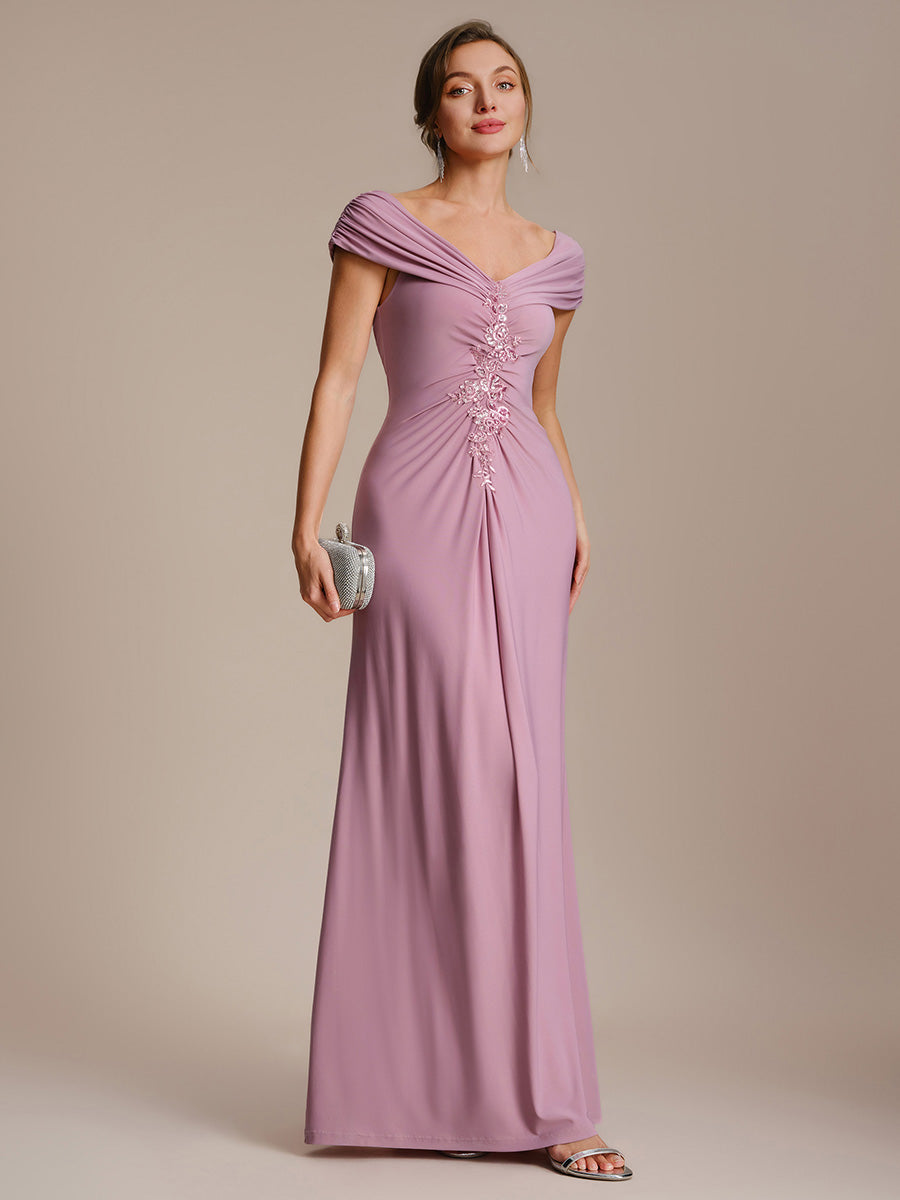 Color=Purple Orchid | Industrial Use Sleeveless Multi-way V-neck High Stretch Sheath Maxi Evening Dresses-Purple Orchid 24