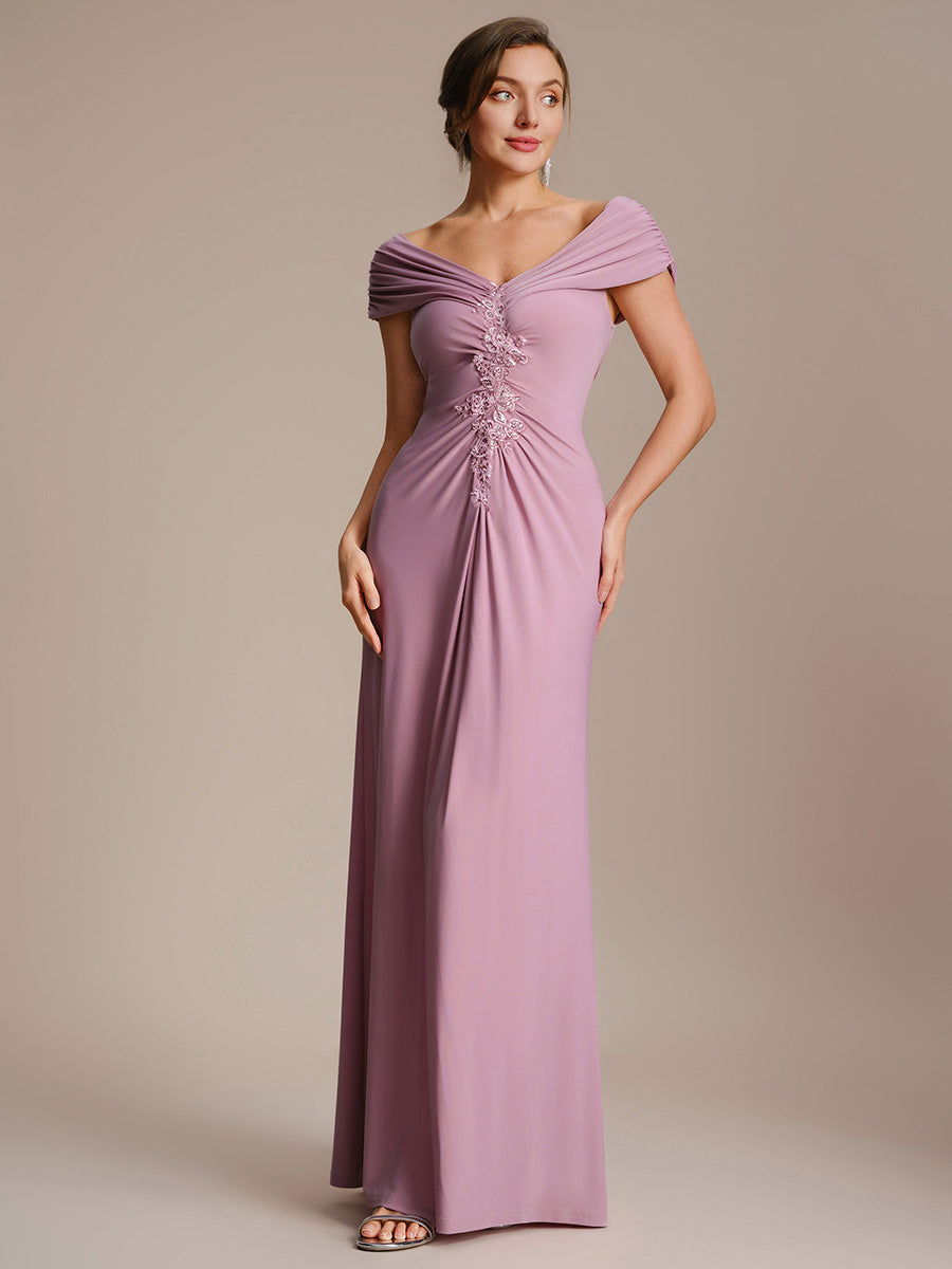 Color=Purple Orchid | Industrial Use Sleeveless Multi-way V-neck High Stretch Sheath Maxi Evening Dresses-Purple Orchid 25