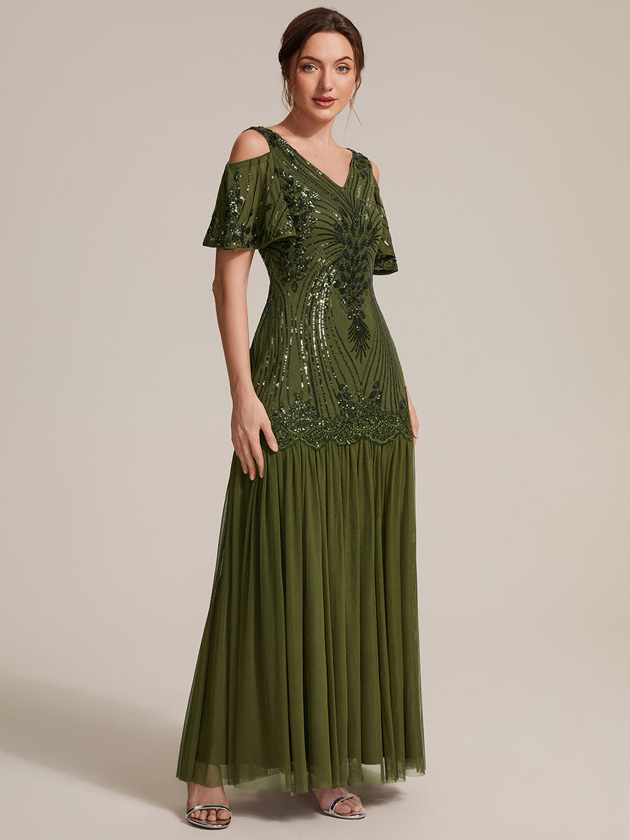 Industrial Use Plus Size Short Ruffle Sleeve Sequin V-Neck Sheath Evening Dresses - EE02822OG-R3.jpg