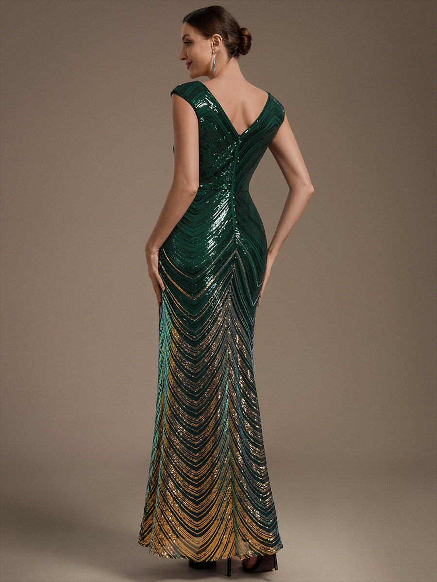 One Stop Shop Plus Size Sequin Sleeveless V-Neck Mermaid Maxi Evening Dresses - EE02829DG-R2.jpg