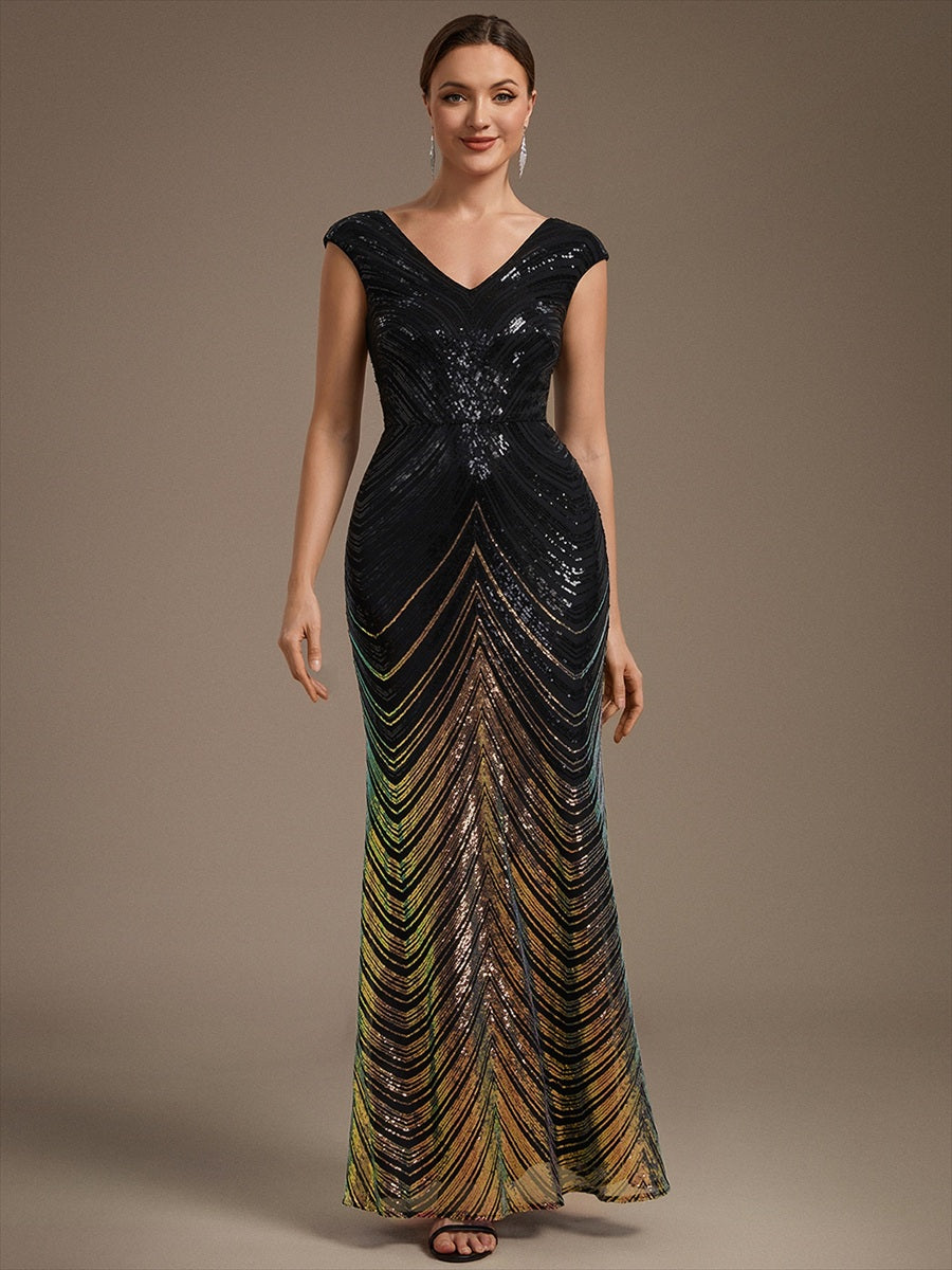 One Stop Shop Plus Size Sequin Sleeveless V-Neck Mermaid Maxi Evening Dresses - EE02829KG-R.jpg