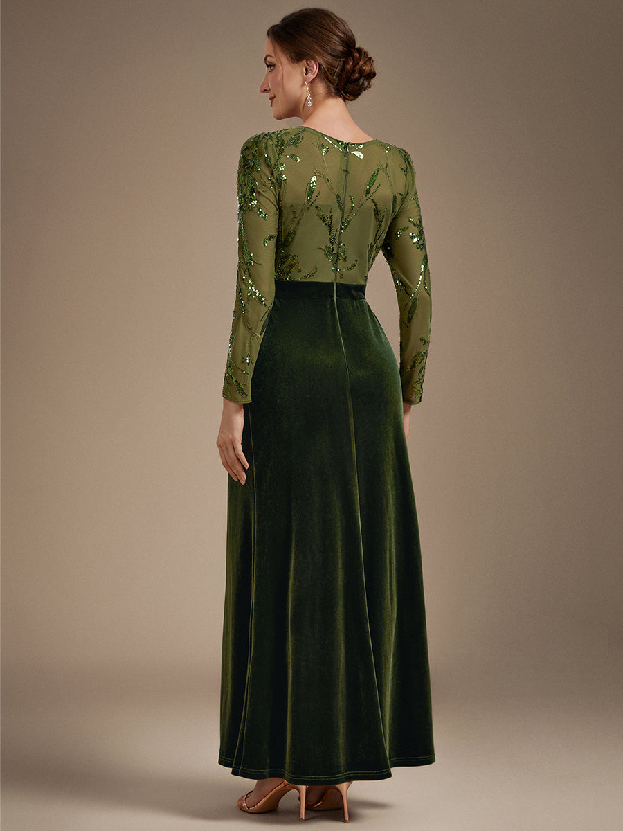 Factory Design Plus Size Velvet Long Sleeve Round Neck Sheath Sequin Evening Dresses - EE02837OG-R2.jpg