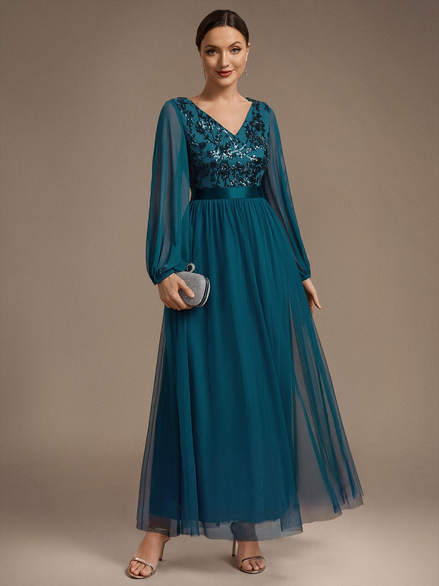 Factory Design Plus Size Maxi Long Sleeve Sequin Tulle V-Neck A-Line Evening Dresses - EE02846TE-R.jpg
