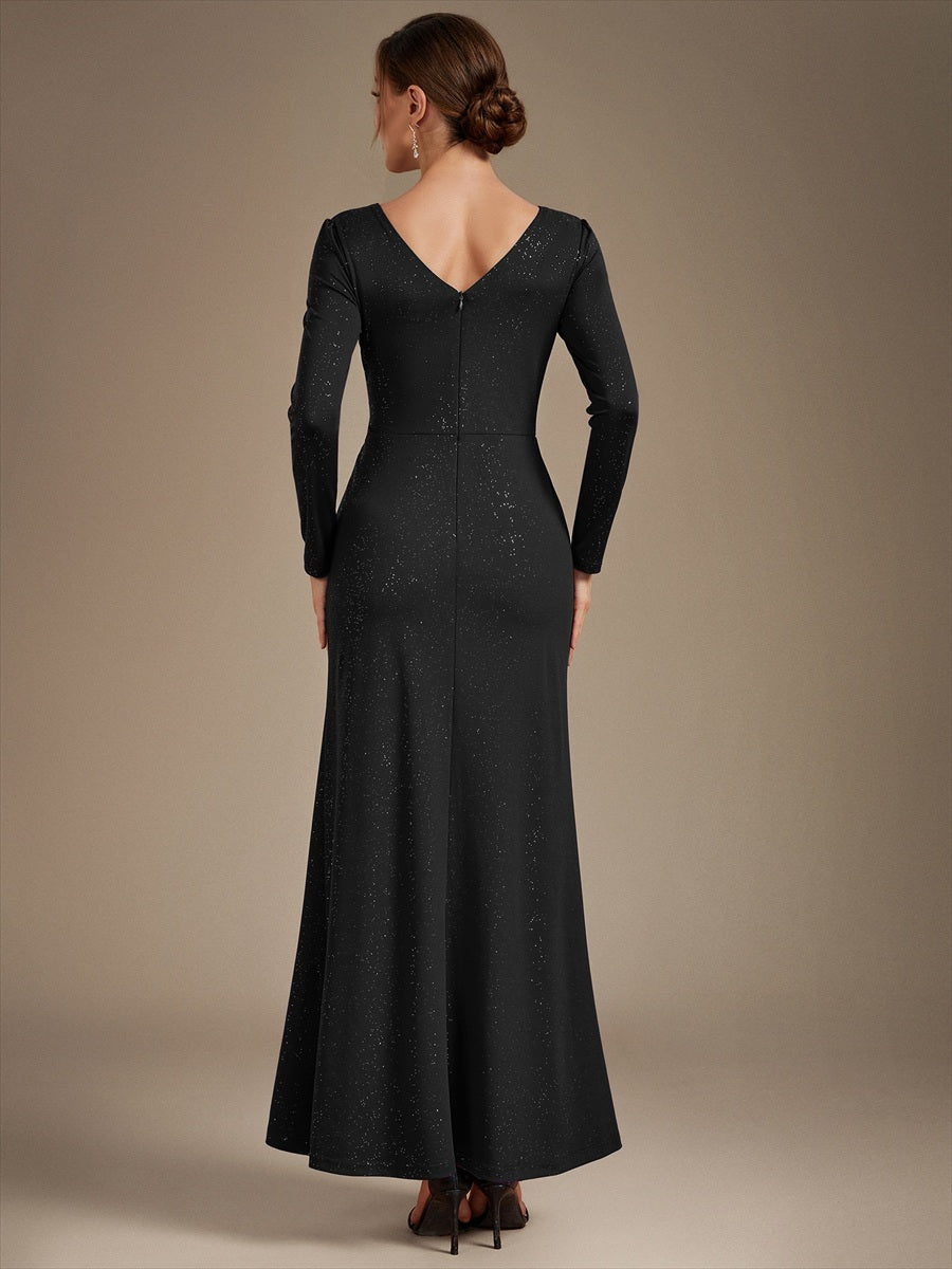 Bulk Order Plus Size Long Sleeve Jersey V-Neck Bodycon Sequined Evening Dresses - EE02857BK-R2.jpg
