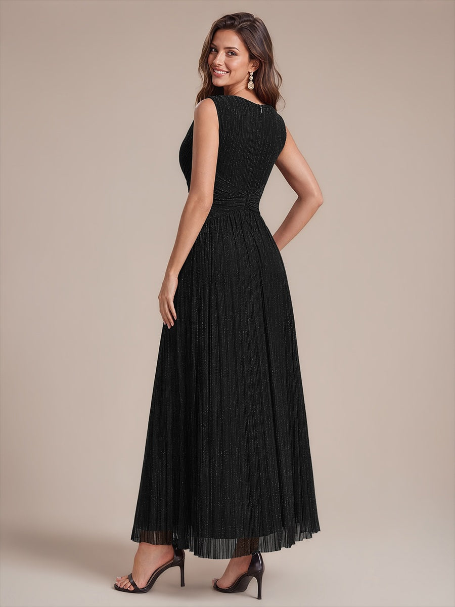 EE02868BK | Tulle Sleeveless A-Line Evening Dress