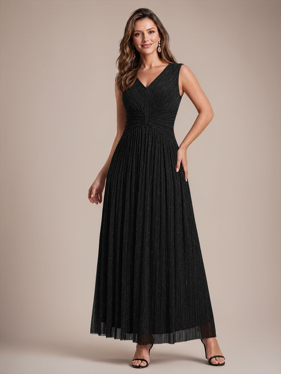 EE02868BK | Tulle Sleeveless A-Line Evening Dress