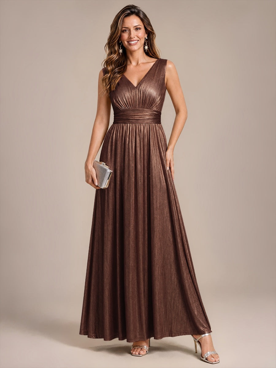 Color=Chocolate Brown | Sleeveless Jersey Full Skirt Maxi Wholesale Evening Dress-Chocolate Brown 1