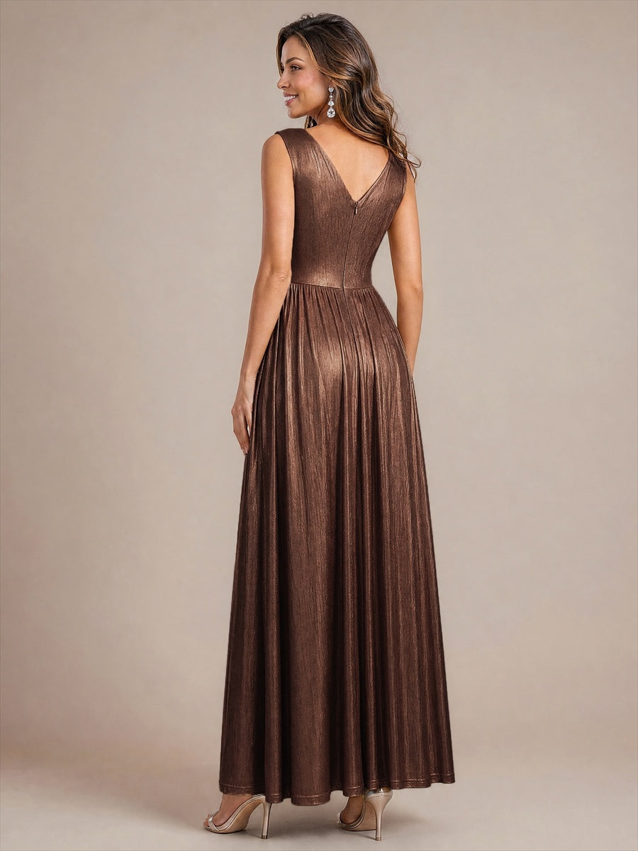 Color=Chocolate Brown | Sleeveless Jersey Full Skirt Maxi Wholesale Evening Dress-Chocolate Brown 2
