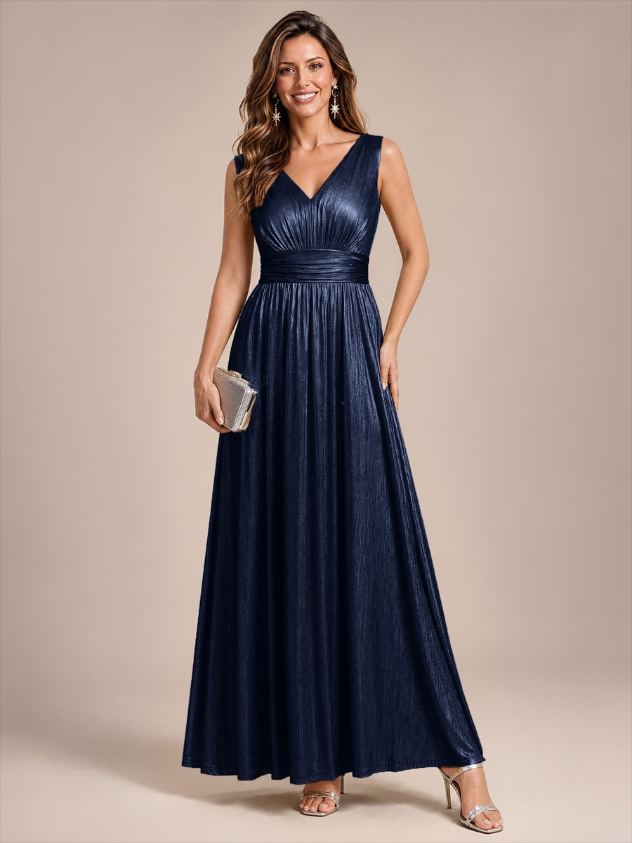 Color=Navy Blue | Sleeveless Jersey Full Skirt Maxi Wholesale Evening Dress-Navy Blue 1