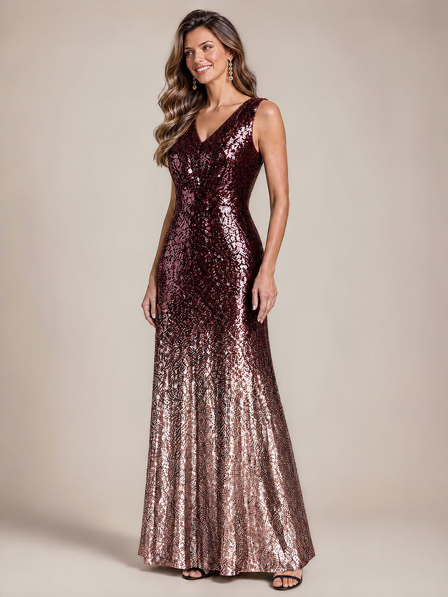 Color=Dark Purple Lavender|B2B-Exclusive Sequins V-Neck Sleeveless Evening Dresses-Dark Purple Lavender 4