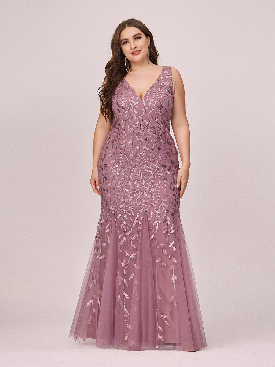 Color=Purple Orchid | Commercial Wholesale Strapless Deep V-Neck Sequin Fishtail Maxi Evening Dresses-Purple Orchid 59
