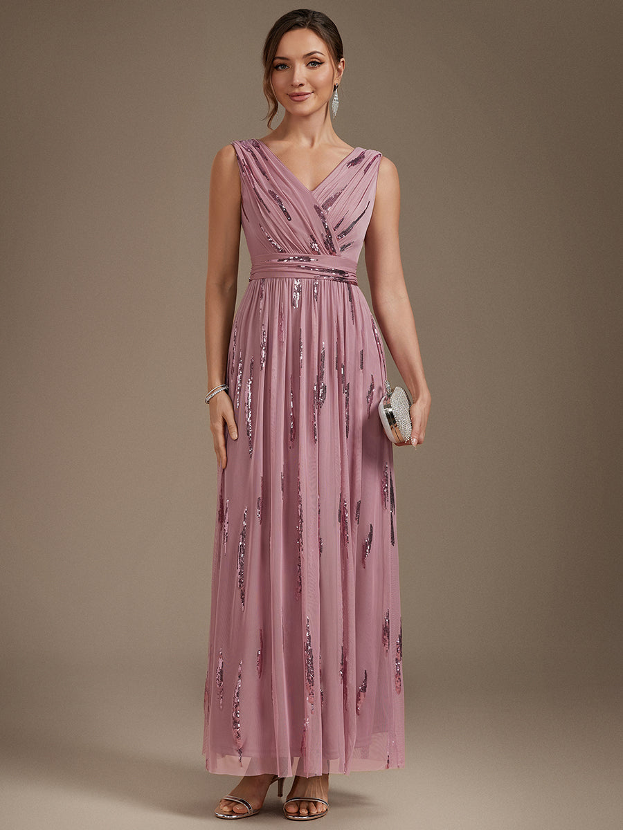 Color=Purple Orchid | Sequin Draped Sleeveless Maxi Evening Dress Wholesale-Purple Orchid 1