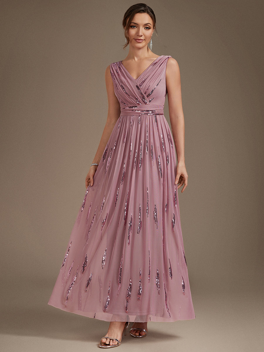 Color=Purple Orchid | Sequin Draped Sleeveless Maxi Evening Dress Wholesale-Purple Orchid 4
