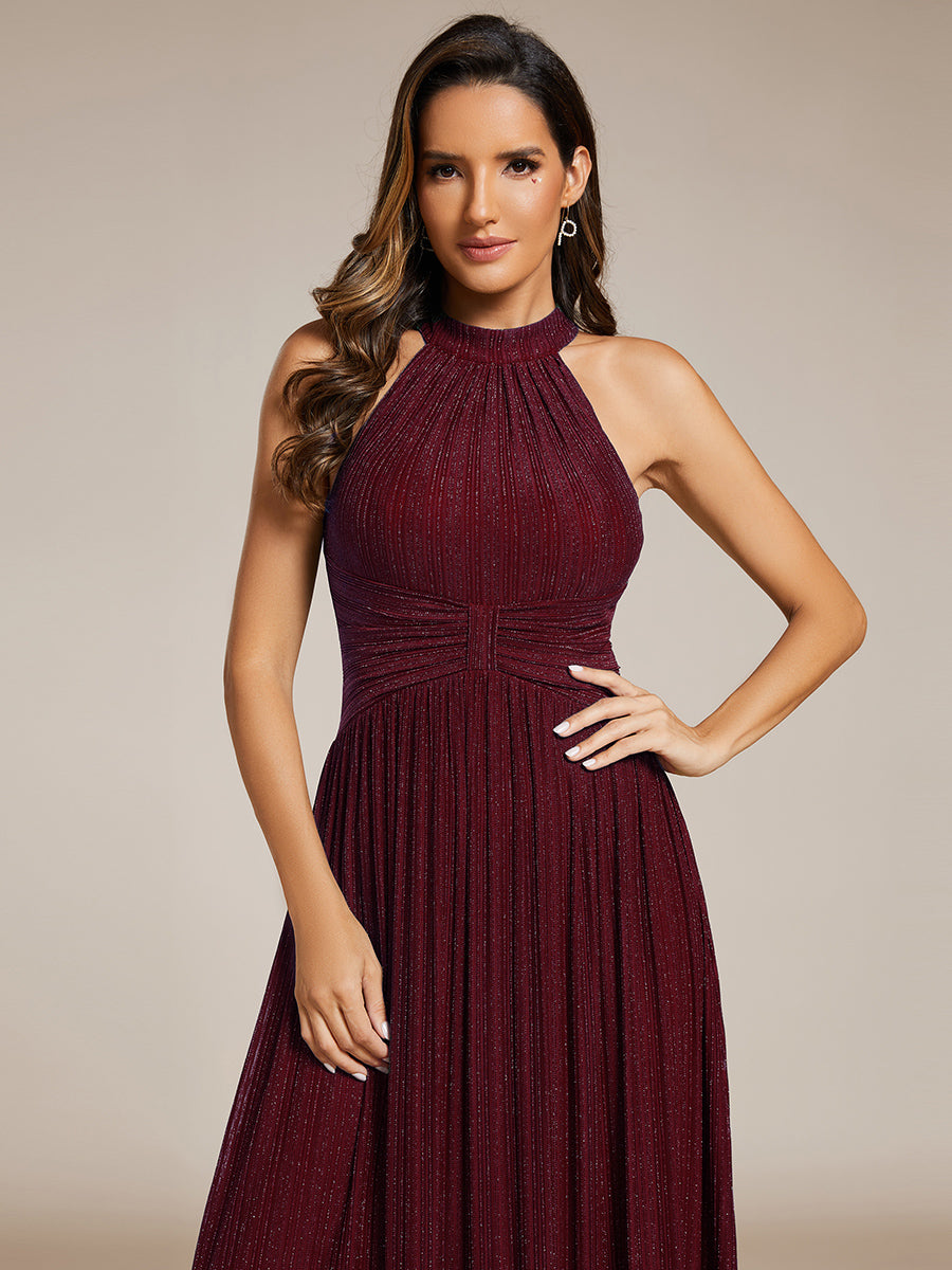 Color=Burgundy | Wholesale Pricing Strapless Halter Neck High Stretch A-Line Floor Length Evening Dresses-Burgundy 3