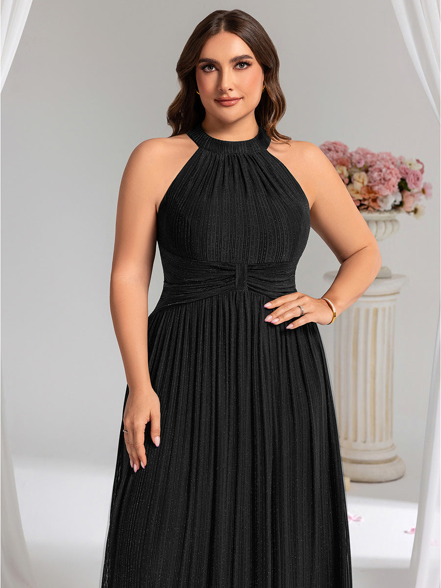 Color=Black | Wholesale Pricing Strapless Halter Neck High Stretch A-Line Floor Length Evening Dresses-Black 8