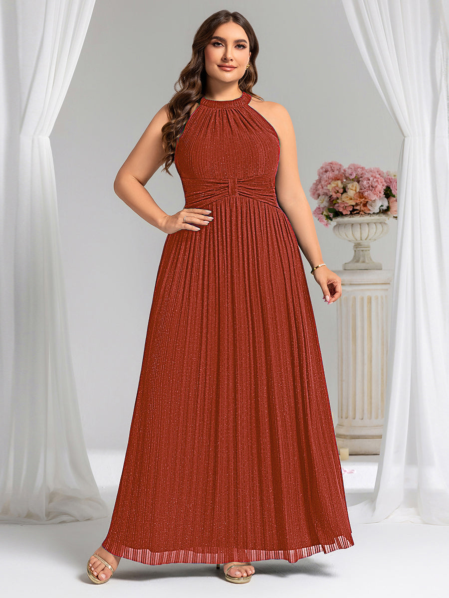 Color=Burnt Orange | Wholesale Pricing Strapless Halter Neck High Stretch A-Line Floor Length Evening Dresses-Burnt Orange 16