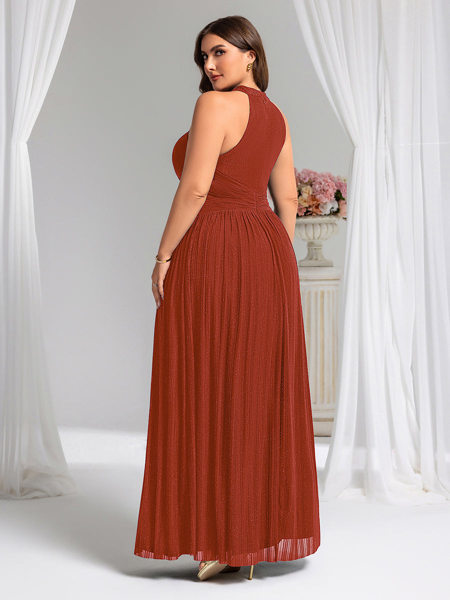 Color=Burnt Orange | Wholesale Pricing Strapless Halter Neck High Stretch A-Line Floor Length Evening Dresses-Burnt Orange 17