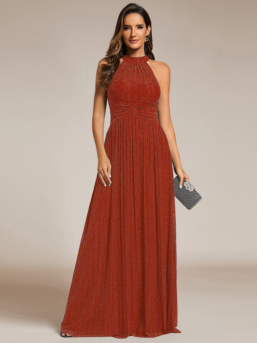 Color=Burnt Orange | Wholesale Pricing Strapless Halter Neck High Stretch A-Line Floor Length Evening Dresses-Burnt Orange 11
