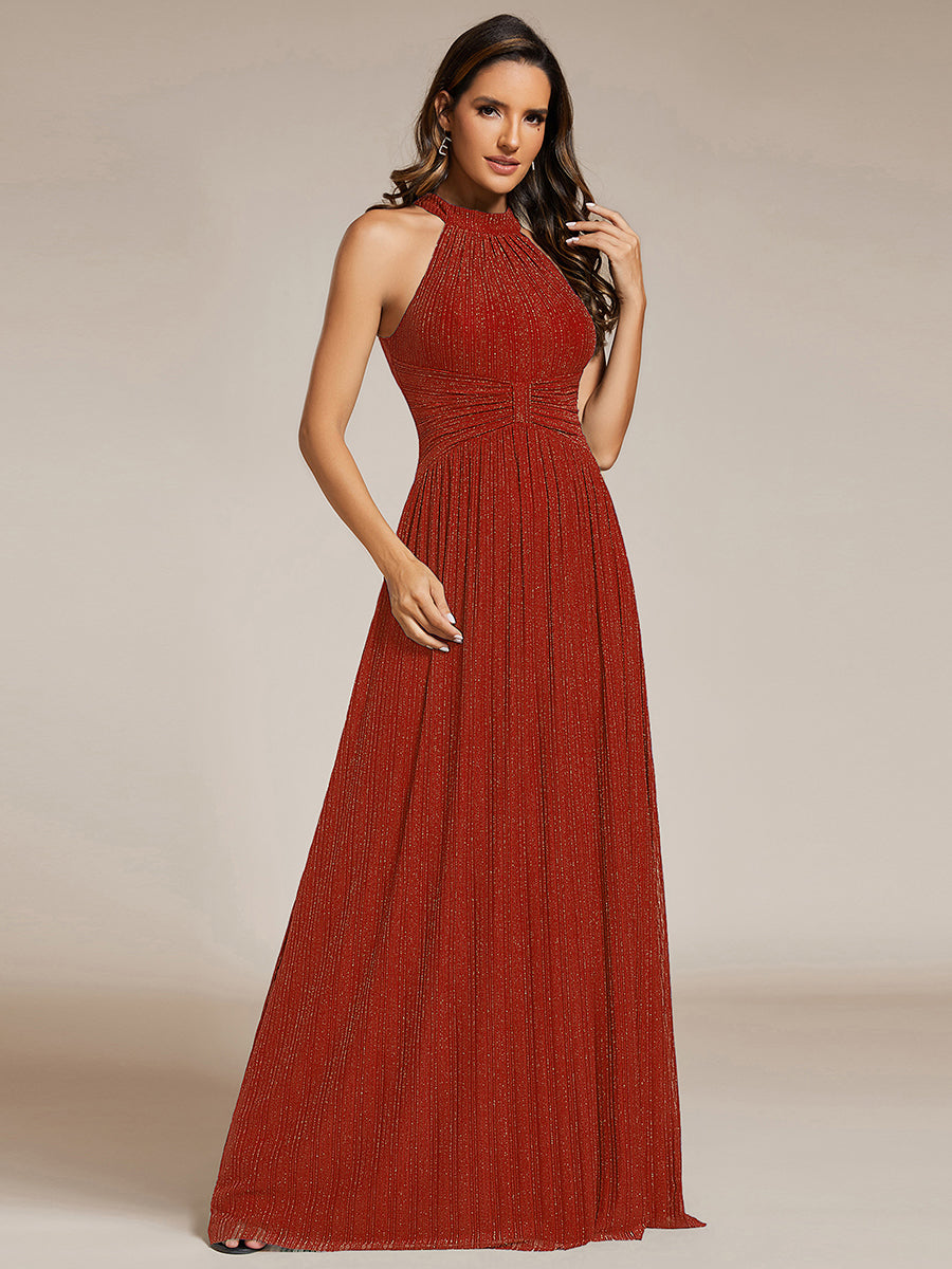 Color=Burnt Orange | Wholesale Pricing Strapless Halter Neck High Stretch A-Line Floor Length Evening Dresses-Burnt Orange 15