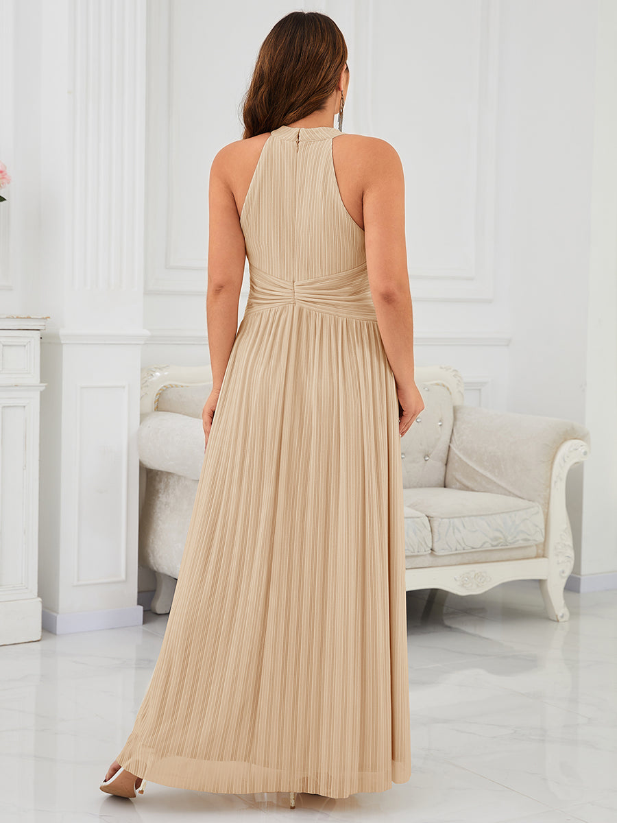 Color=Champagne | Wholesale Pricing Strapless Halter Neck High Stretch A-Line Floor Length Evening Dresses-Champagne 27