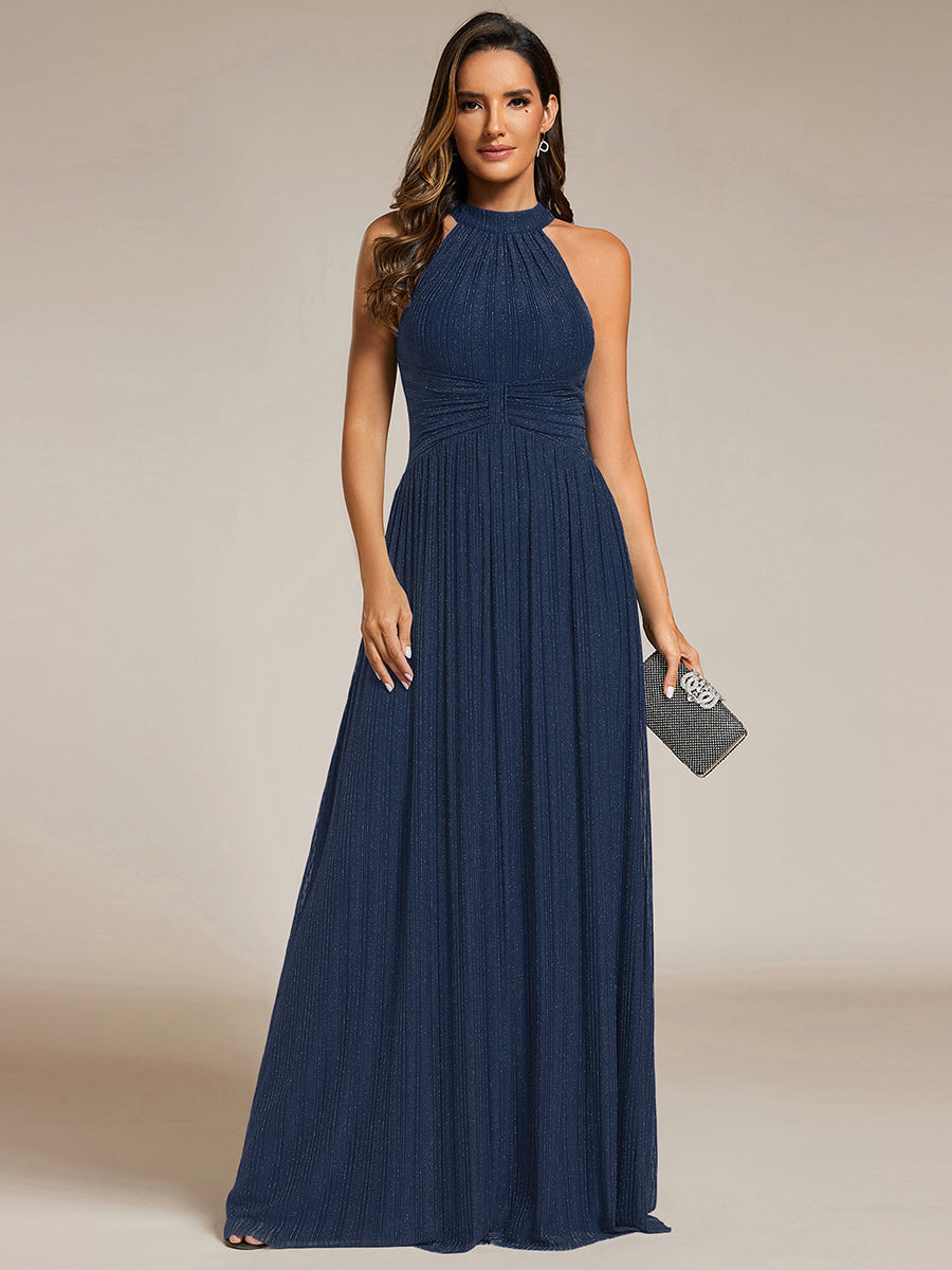 Color=Navy Blue | Wholesale Pricing Strapless Halter Neck High Stretch A-Line Floor Length Evening Dresses-Navy Blue 31