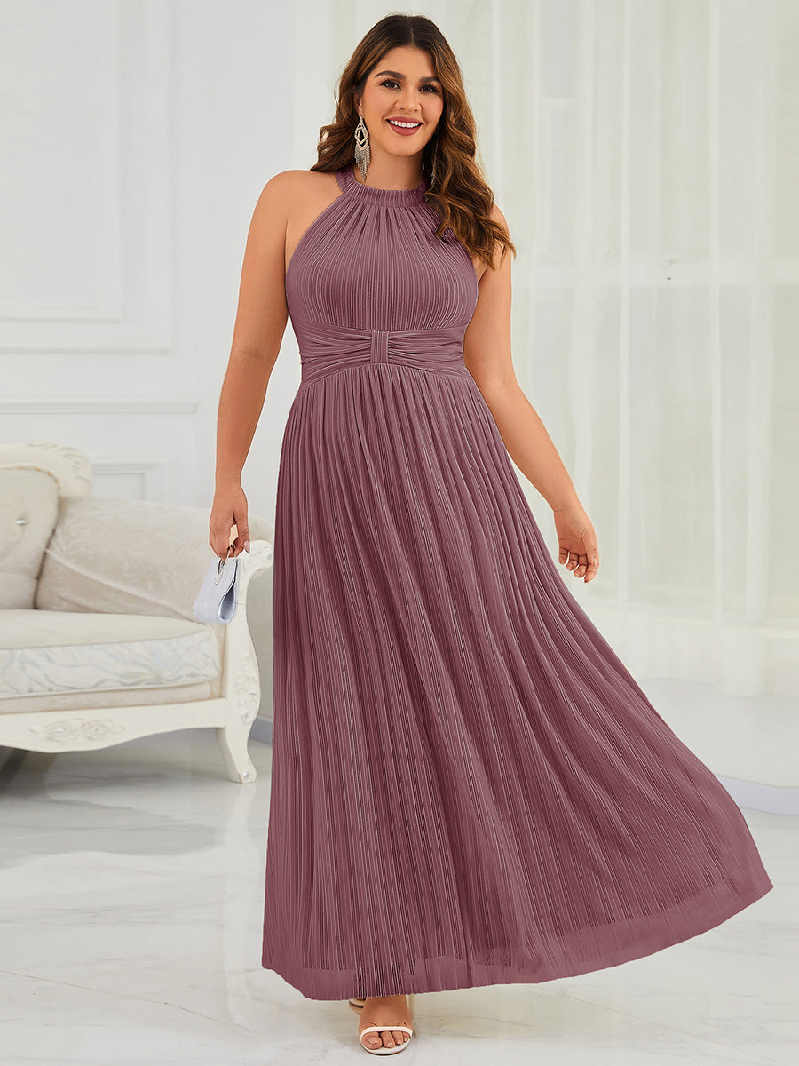 Color=Purple Orchid | Wholesale Pricing Strapless Halter Neck High Stretch A-Line Floor Length Evening Dresses-Purple Orchid 46