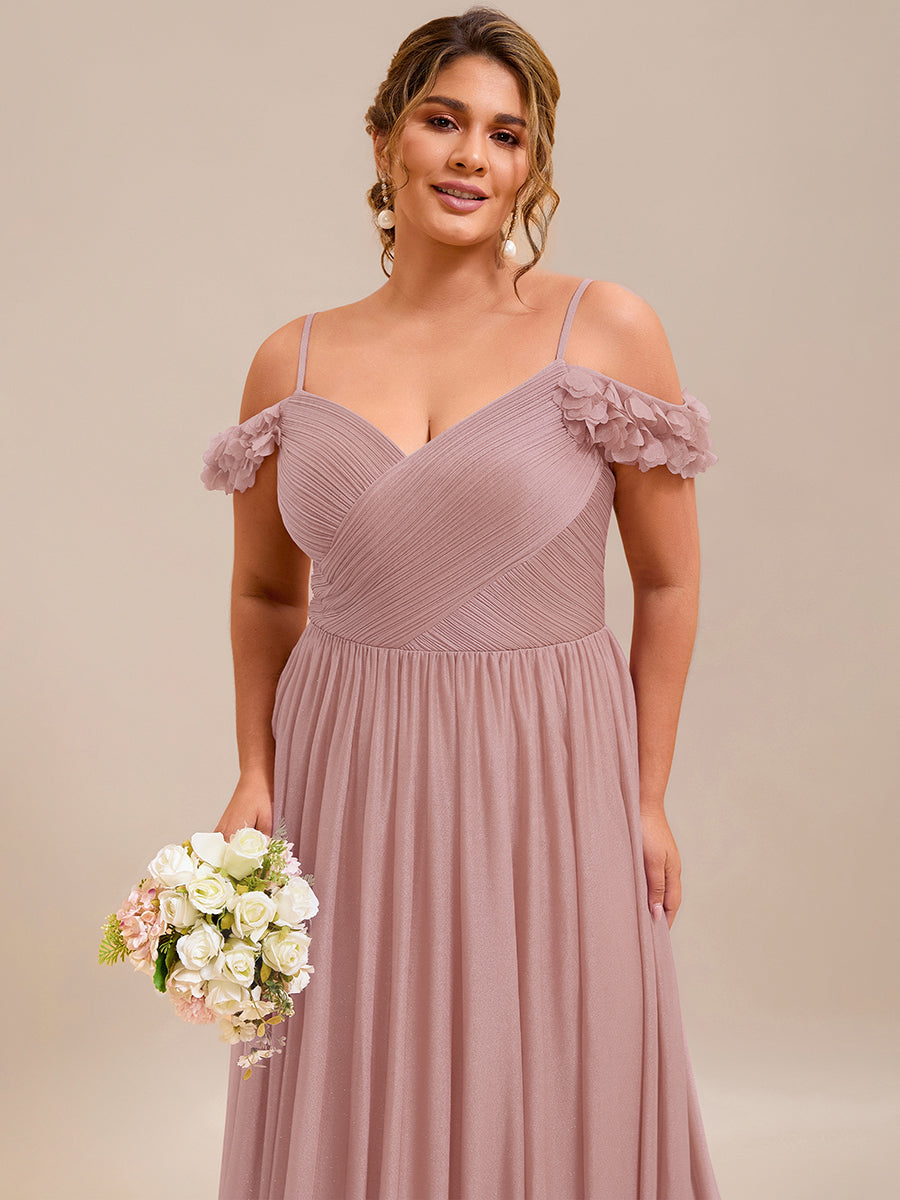 Color=Pink | One Stop Shop Glitter V-Neck Sleeveless A-Line Floor Length Evening Dresses-Pink 8