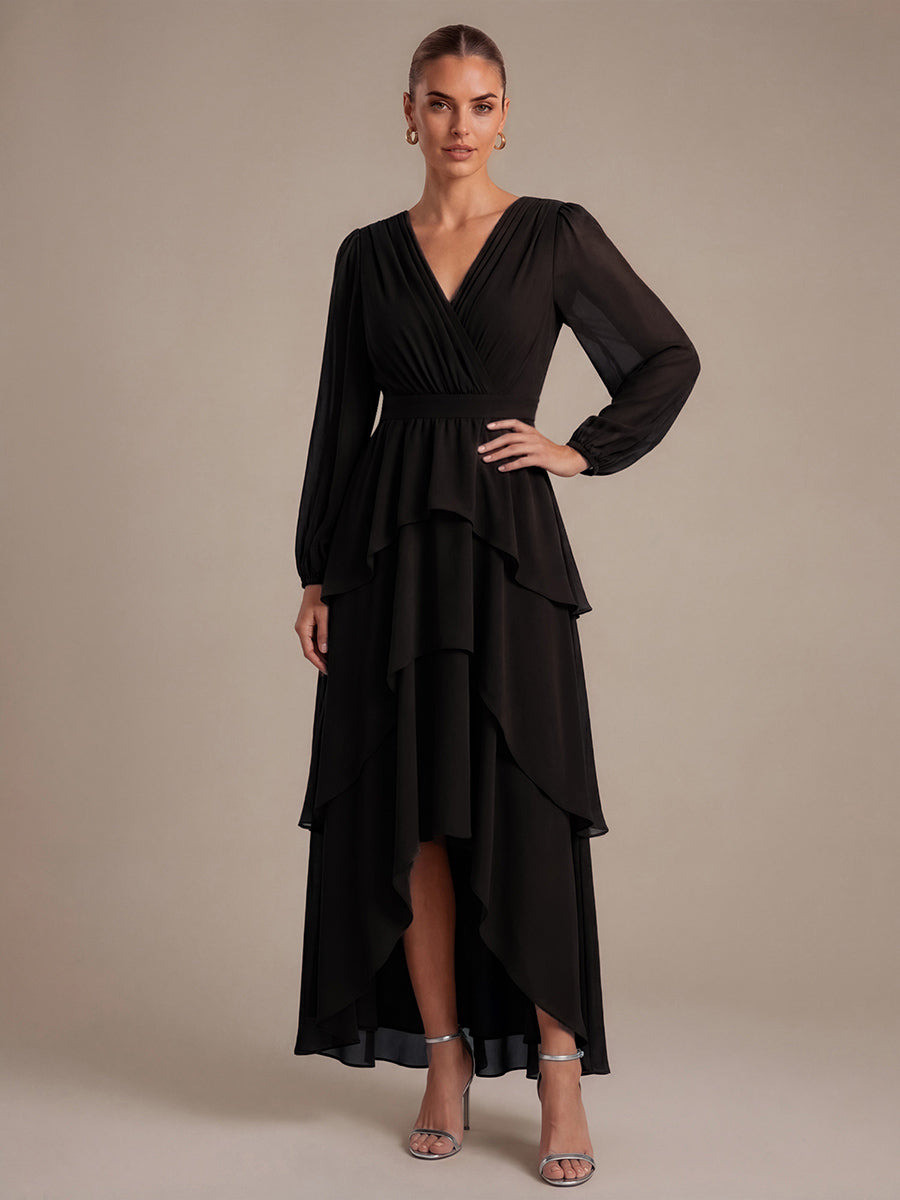 Bulk Order Plus Size Long Sleeve Chiffon A-Line Crossover Wedding Guest Dresses - EG00965BK-R.jpg