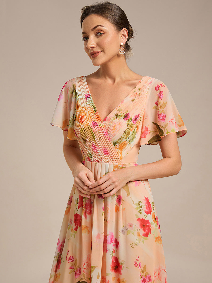 Color=Peach Fuzz | Pleated Ruffles Chiffon Wholesale Wedding Guest Dresses-Peach Fuzz 89