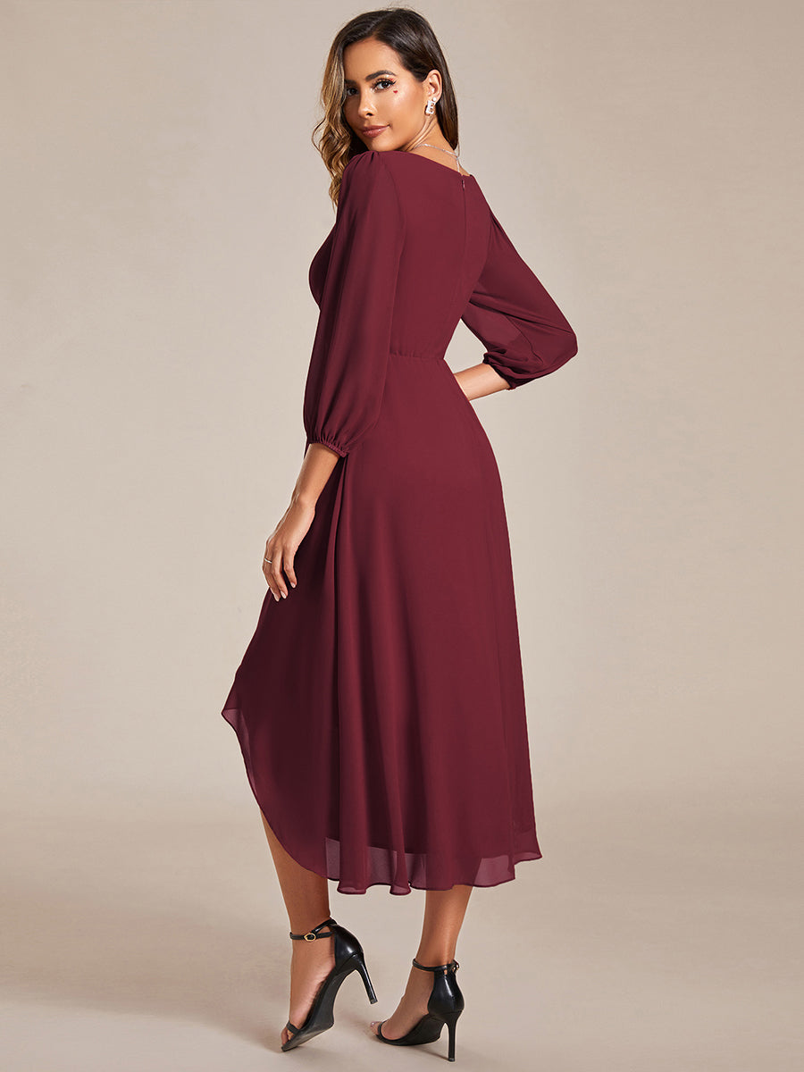 Color=Burgundy | Women's Knee-Length Wholesale Homecoming Cocktail Dresses With Short Sleeves-Burgundy 3