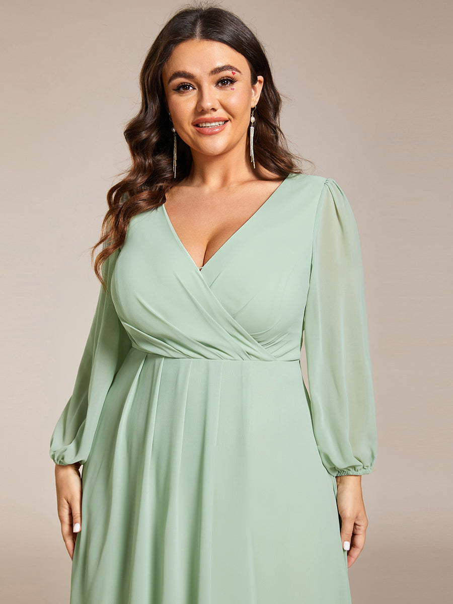 Color=Mint Green | Plus Women's Knee-Length Wholesale Homecoming Cocktail Dresses With Short Sleeves-Mint Green 1