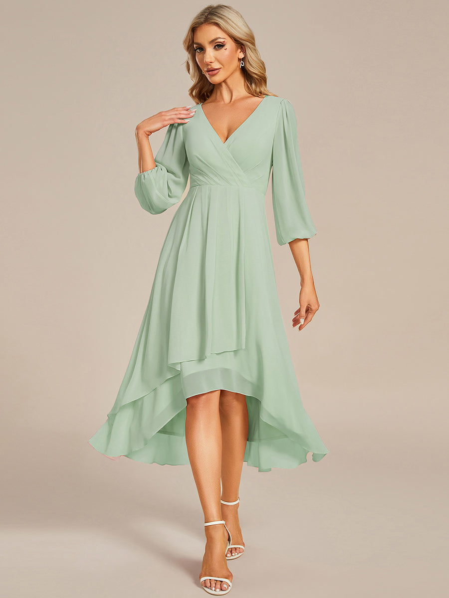 Color=Mint Green | Women's Knee-Length Wholesale Homecoming Cocktail Dresses With Short Sleeves-Mint Green 1