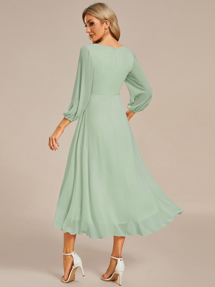 Color=Mint Green | Women's Knee-Length Wholesale Homecoming Cocktail Dresses With Short Sleeves-Mint Green 2