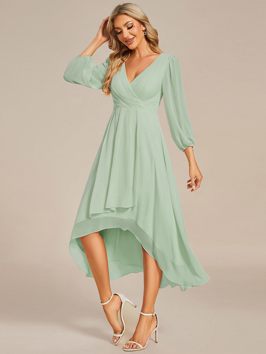 Color=Mint Green | Women's Knee-Length Wholesale Homecoming Cocktail Dresses With Short Sleeves-Mint Green 5