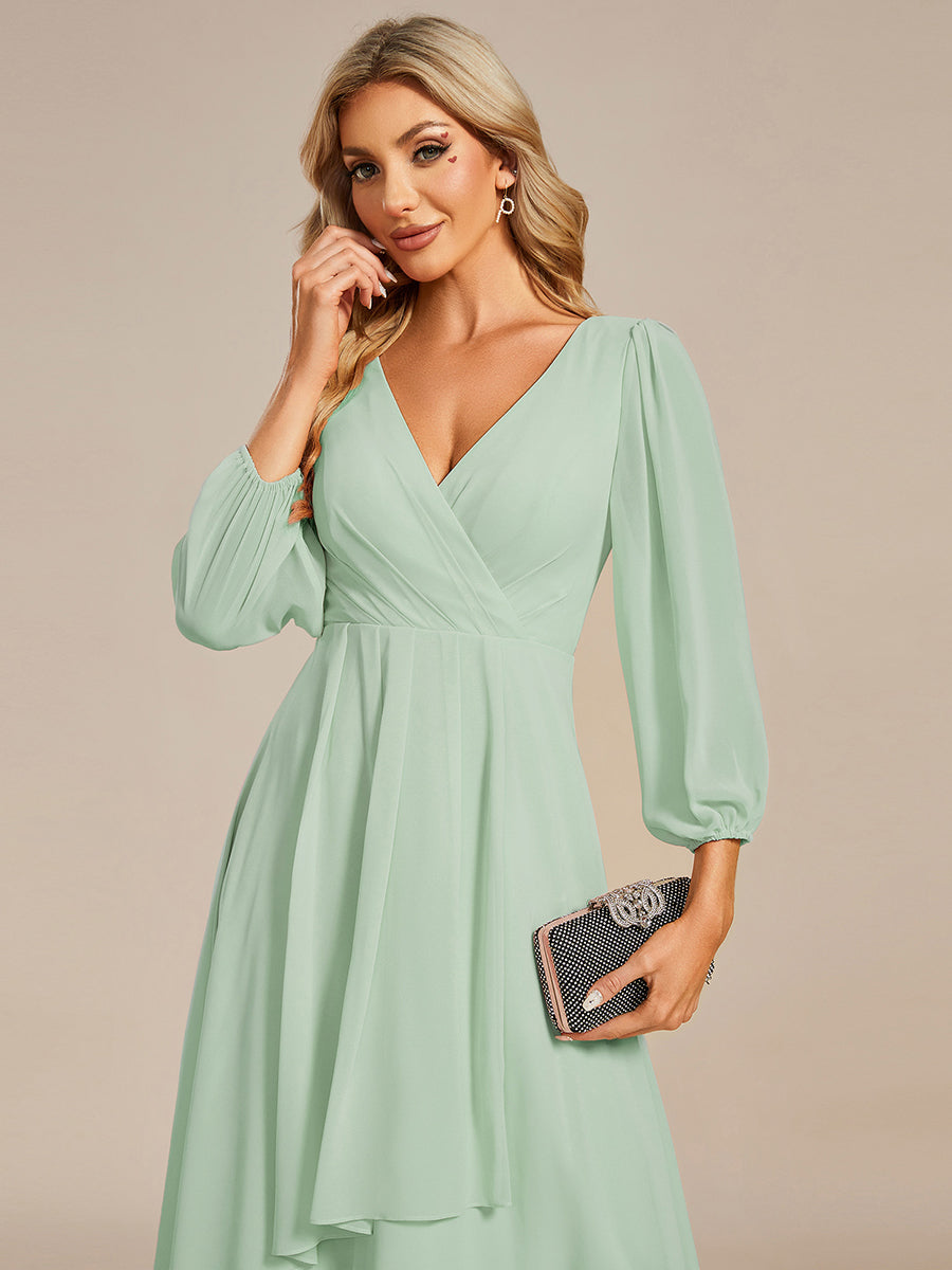 Color=Mint Green | Women's Knee-Length Wholesale Homecoming Cocktail Dresses With Short Sleeves-Mint Green 4