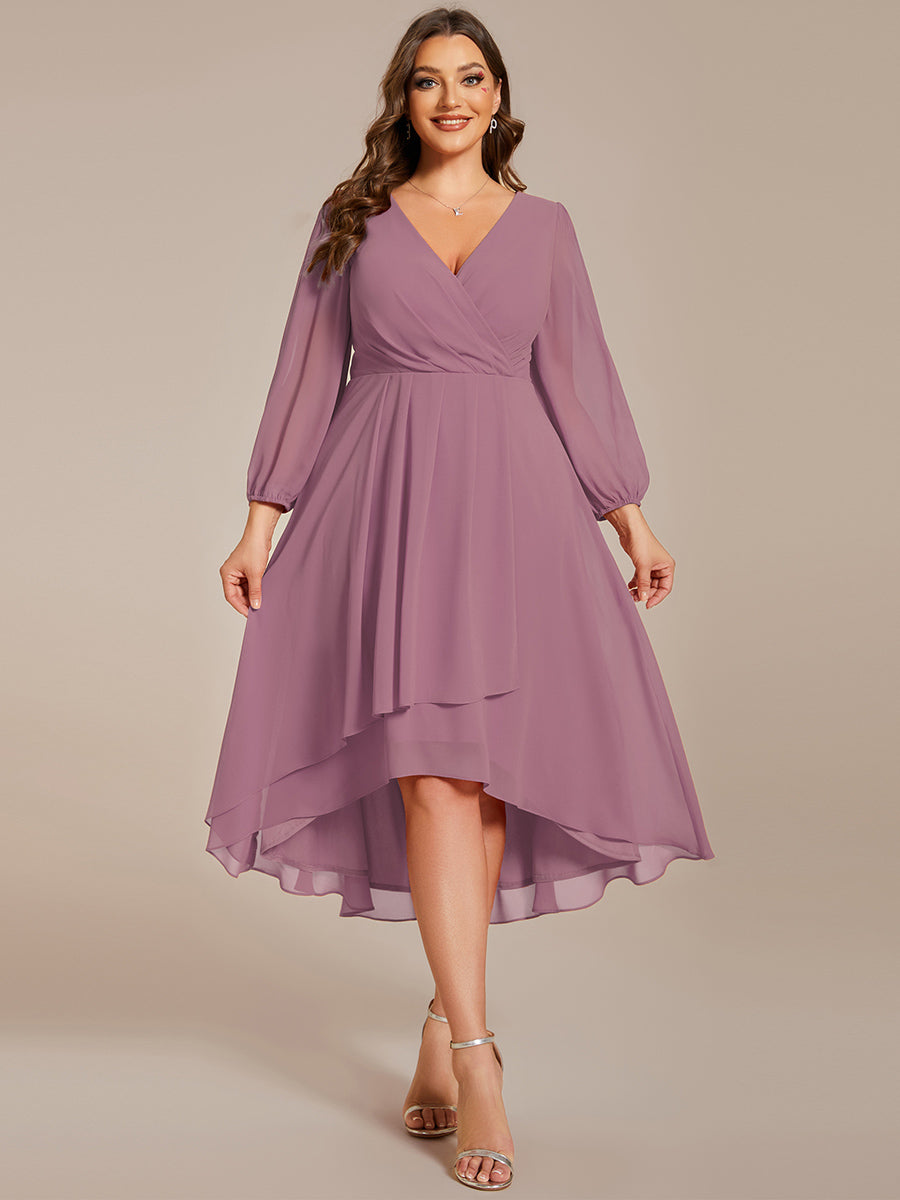 Color=Orchid | Plus Women's Knee-Length Wholesale Homecoming Cocktail Dresses With Short Sleeves-Mint Green 1
