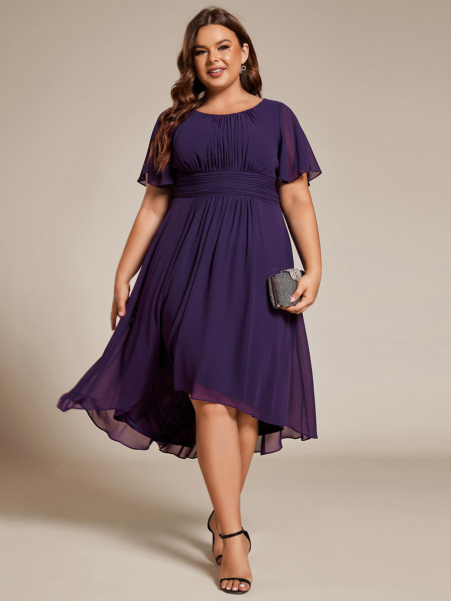 purple wedding guest dress plus size Ever-Pretty Inclusive Plus Size Amber Bloom Floor Length Summer Formal Wedding Guest Dress with V-Neck and Slit