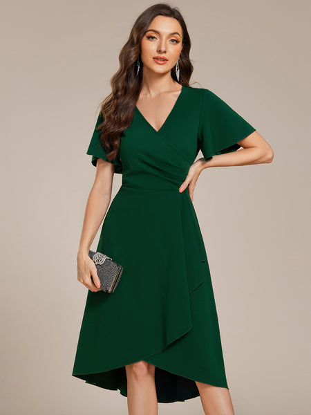 wedding guest midi dress Elegant Length ruffles sleeve Twisted Dresses with or formal wedding Ikea Stuva Kids Dresser 3X-Large/19-19.5 Neck/36-37 Sleeve Color:Lazuli Blue