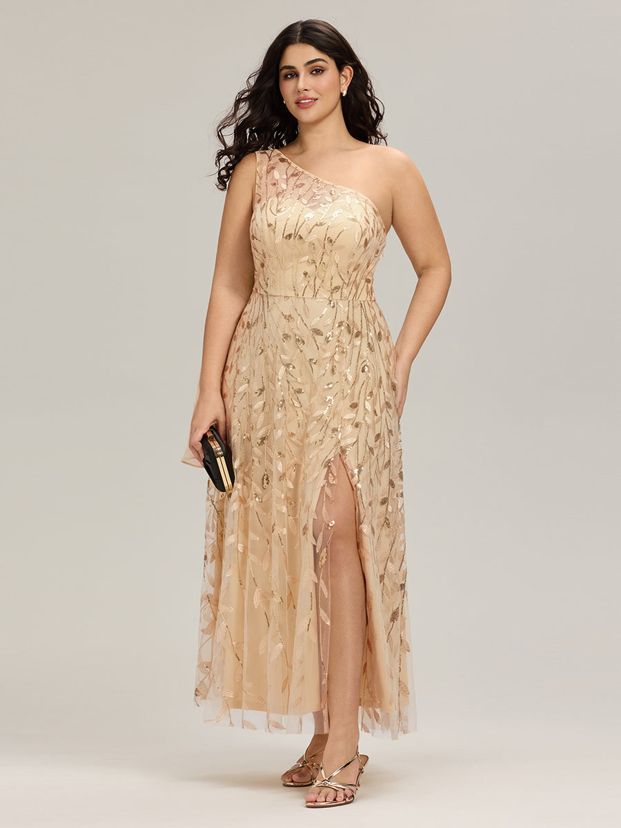Color=Gold | B2B-Exclusive One Shoulder Sleeveless Sequin A-Line Maxi Wedding Guest Dress-Gold 19