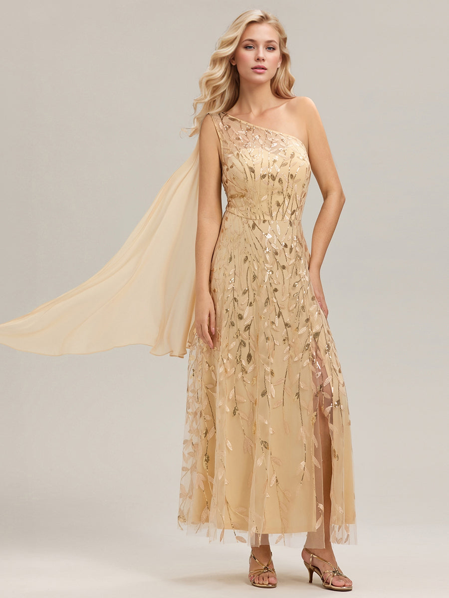 Color=Gold | B2B-Exclusive One Shoulder Sleeveless Sequin A-Line Maxi Wedding Guest Dress-Gold 14