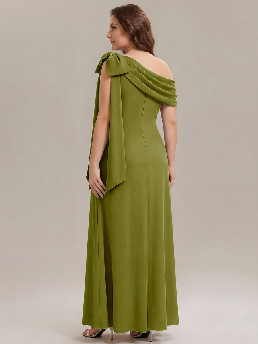 Color=Citron | One Stop Shop Strapless Asymmetrical Sheath High Stretch Floor Length Wedding Guest Dresses-Citron 7