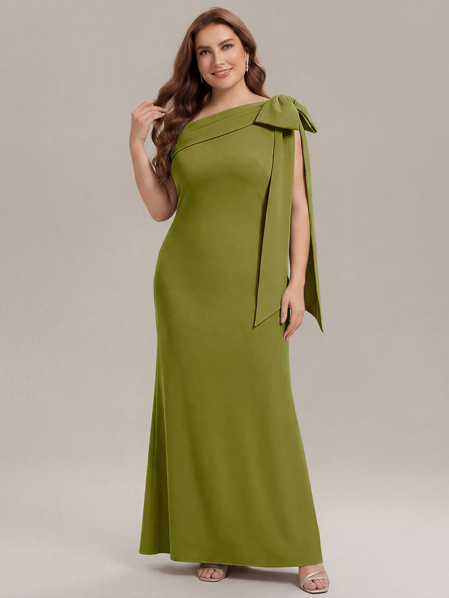 Color=Citron | One Stop Shop Strapless Asymmetrical Sheath High Stretch Floor Length Wedding Guest Dresses-Citron 9