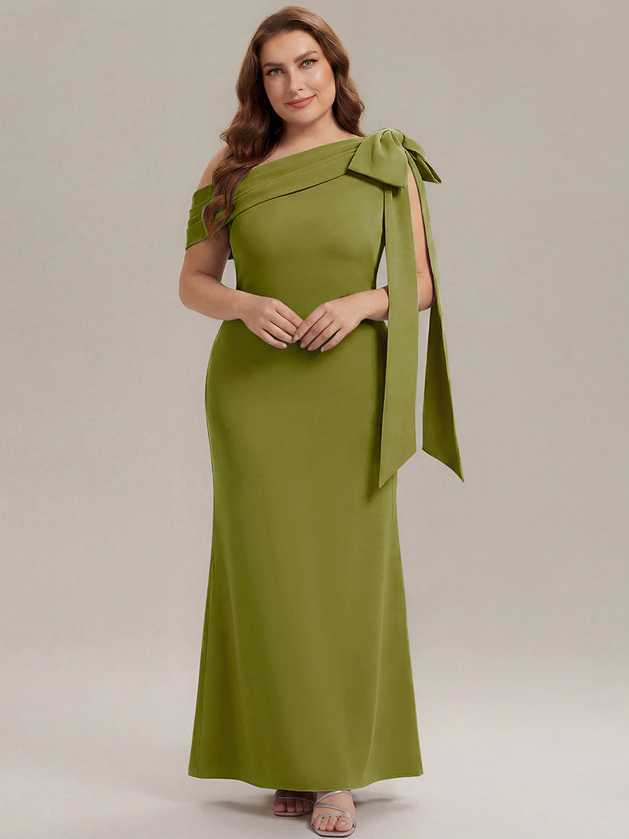 Color=Citron | One Stop Shop Strapless Asymmetrical Sheath High Stretch Floor Length Wedding Guest Dresses-Citron 10