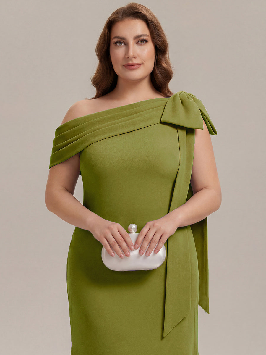 Color=Citron | One Stop Shop Strapless Asymmetrical Sheath High Stretch Floor Length Wedding Guest Dresses-Citron 8