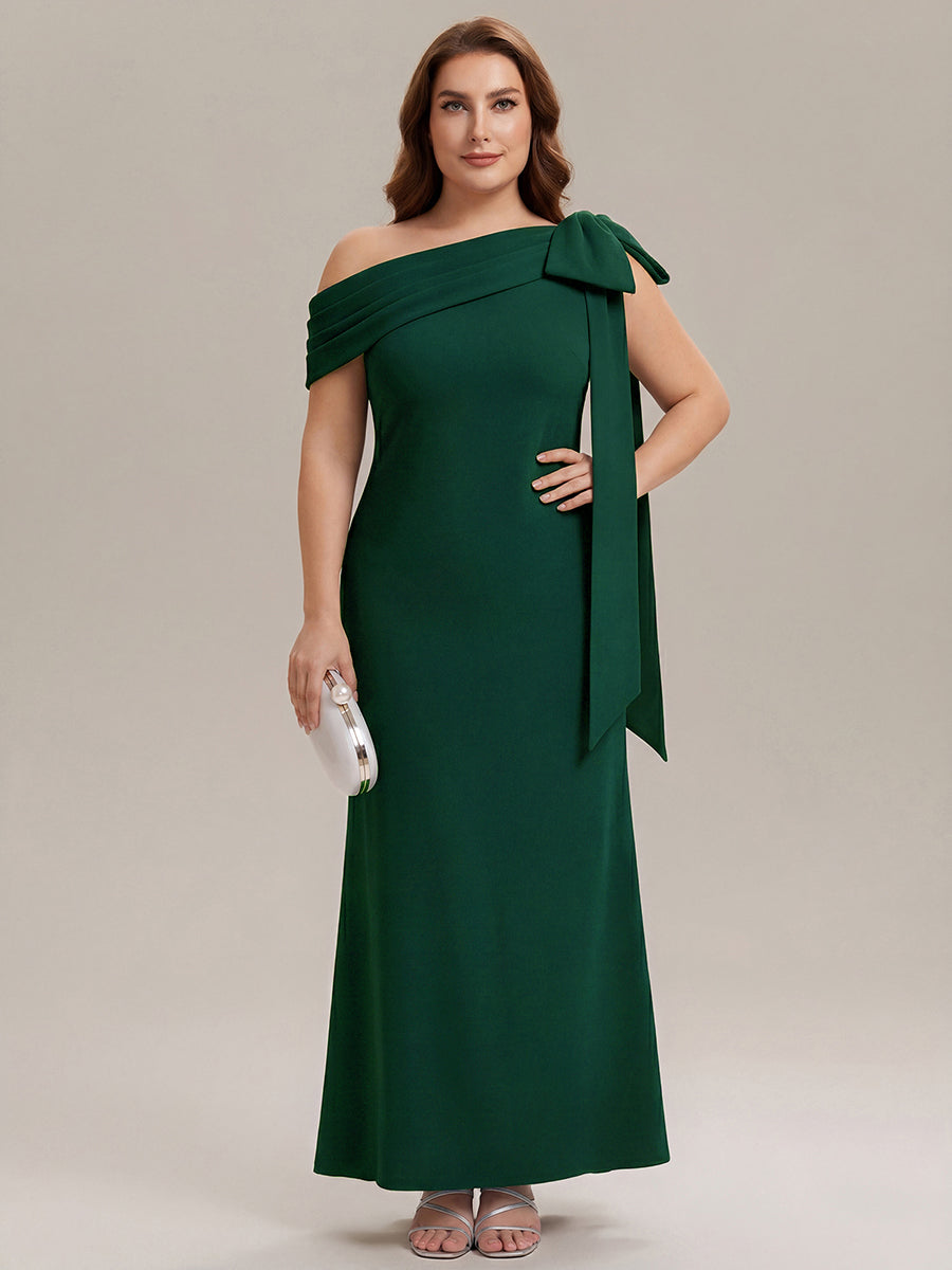 Color=Dark Green | One Stop Shop Strapless Asymmetrical Sheath High Stretch Floor Length Wedding Guest Dresses-Dark Green 16