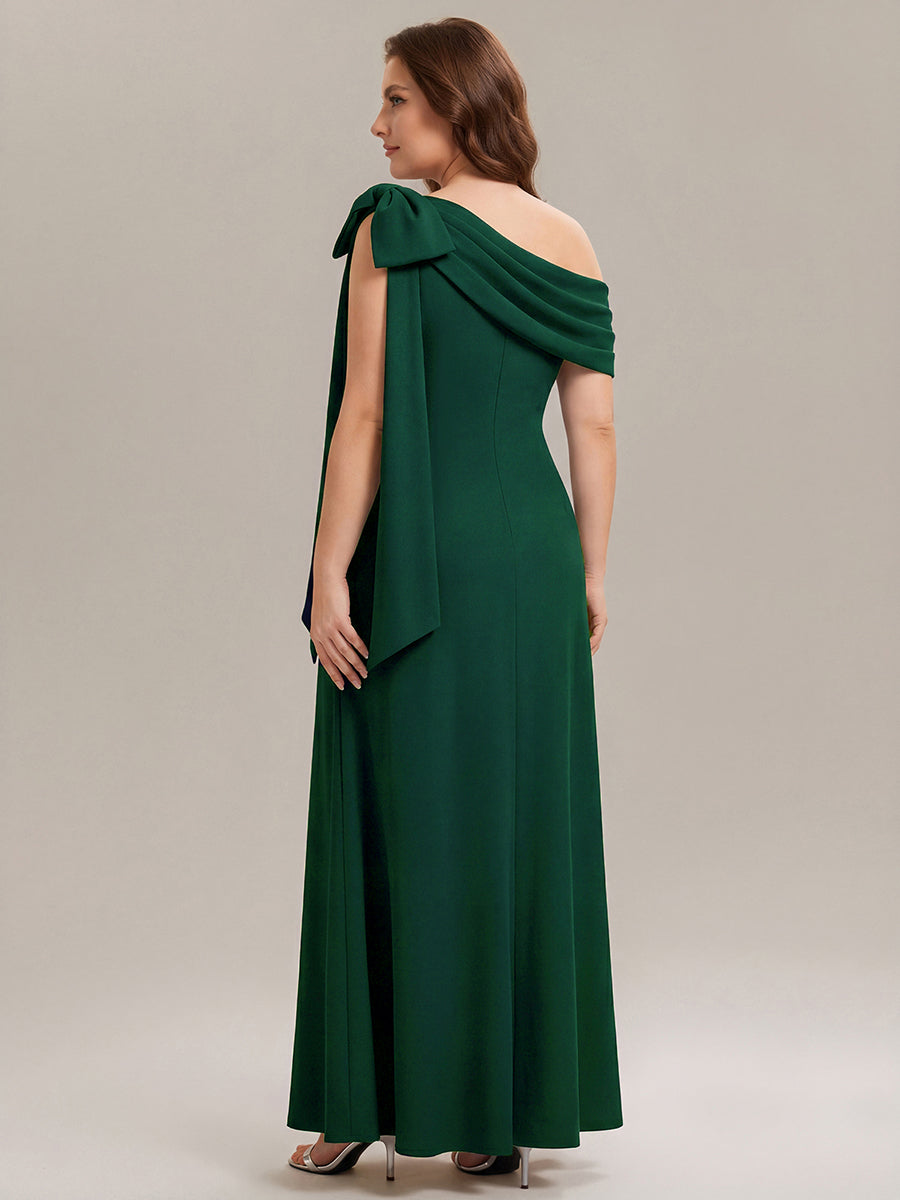 Color=Dark Green | One Stop Shop Strapless Asymmetrical Sheath High Stretch Floor Length Wedding Guest Dresses-Dark Green 17